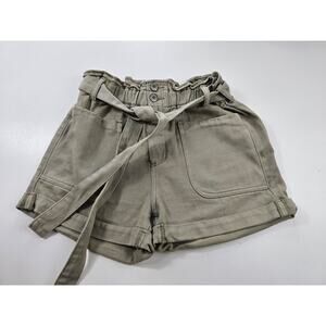 Luminary size S Small luxury green paper bag shorts with belt greenhigh Waisted